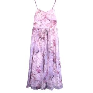 Zunie Floral Maxi Dress Girls 10 Shimmer Chiffon Special Occasion Garden Purple